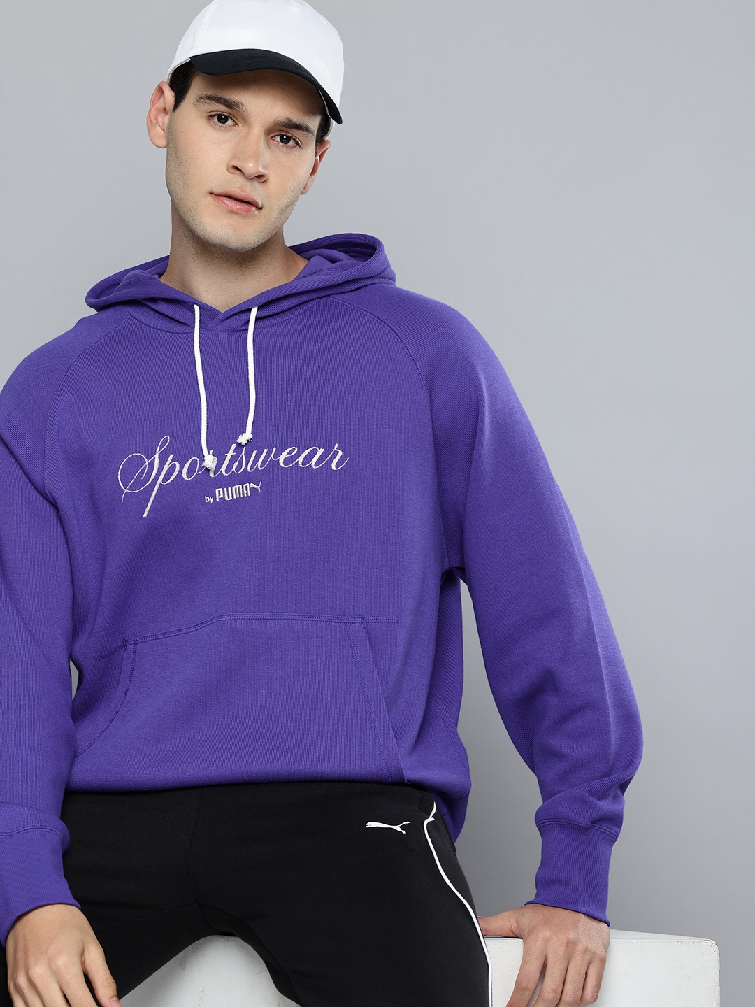 

Puma Classics Embroidered Hooded Relaxed Fit Sweatshirt, Blue