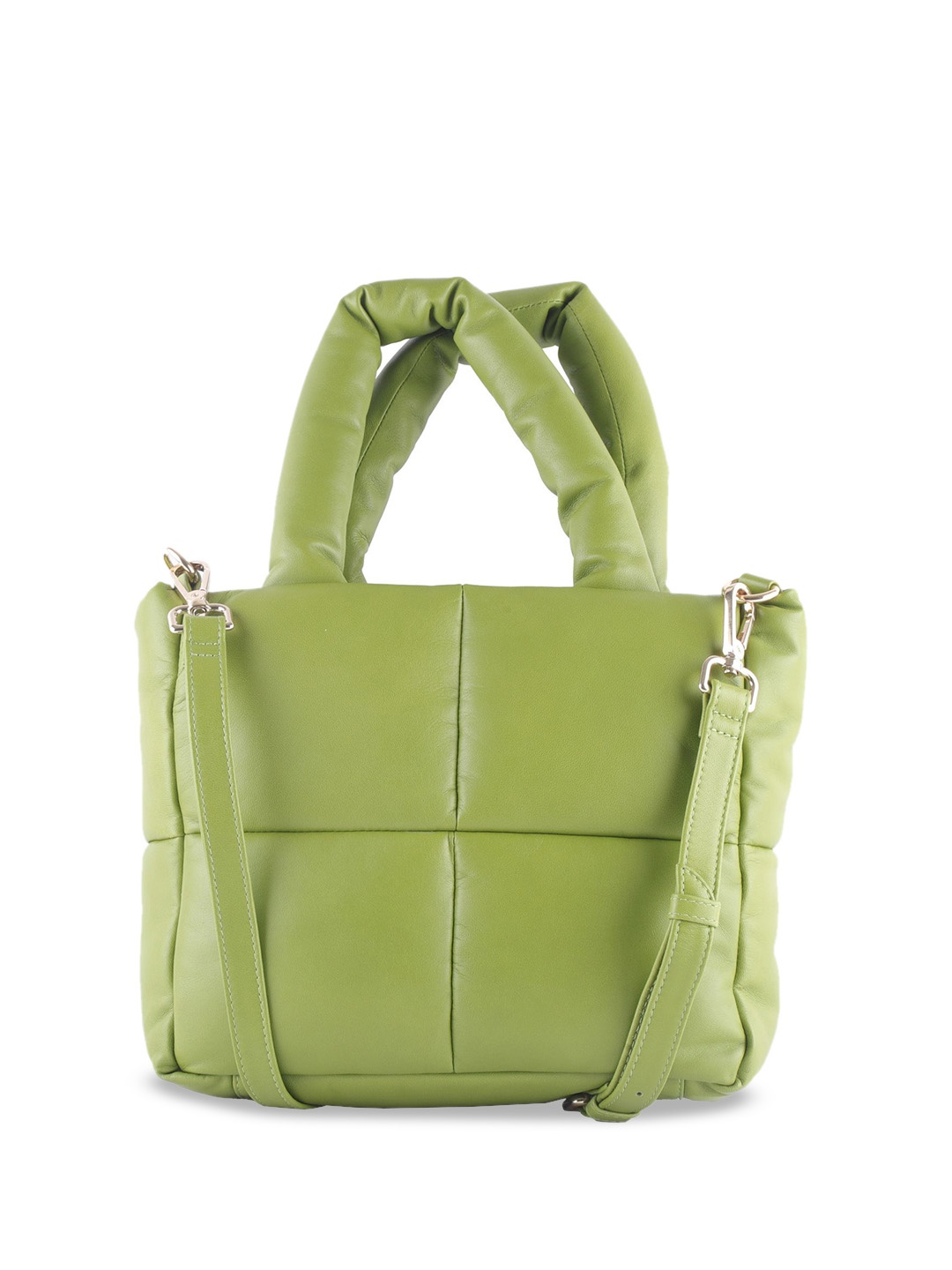 

Baraca Leather Oversized Structured Handheld Bag, Green