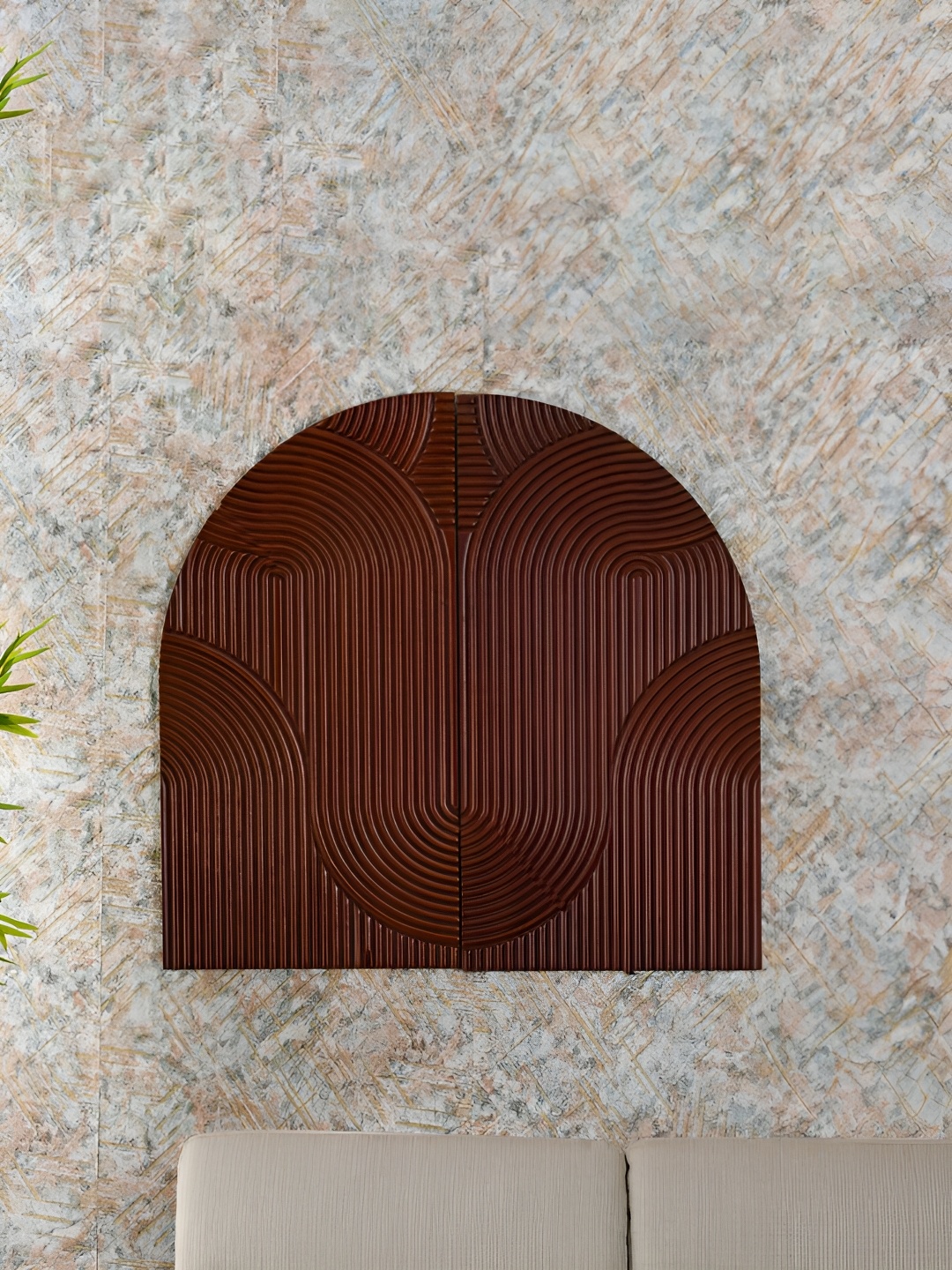 

Athome by Nilkamal 2-Pcs Brown Textured Wooden Wall Decor