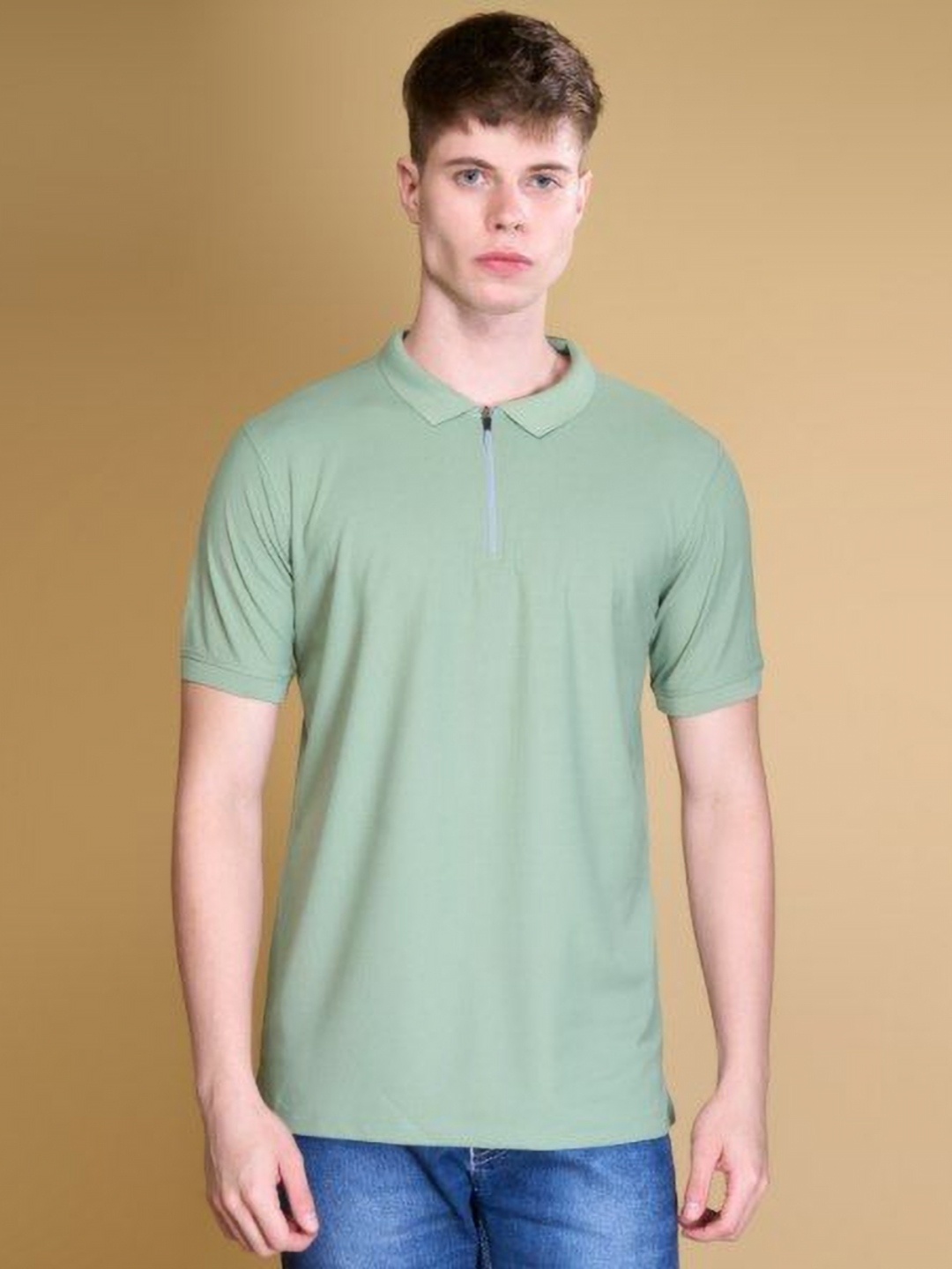 

MUWIN Men Henley Neck Pockets T-shirt, Green