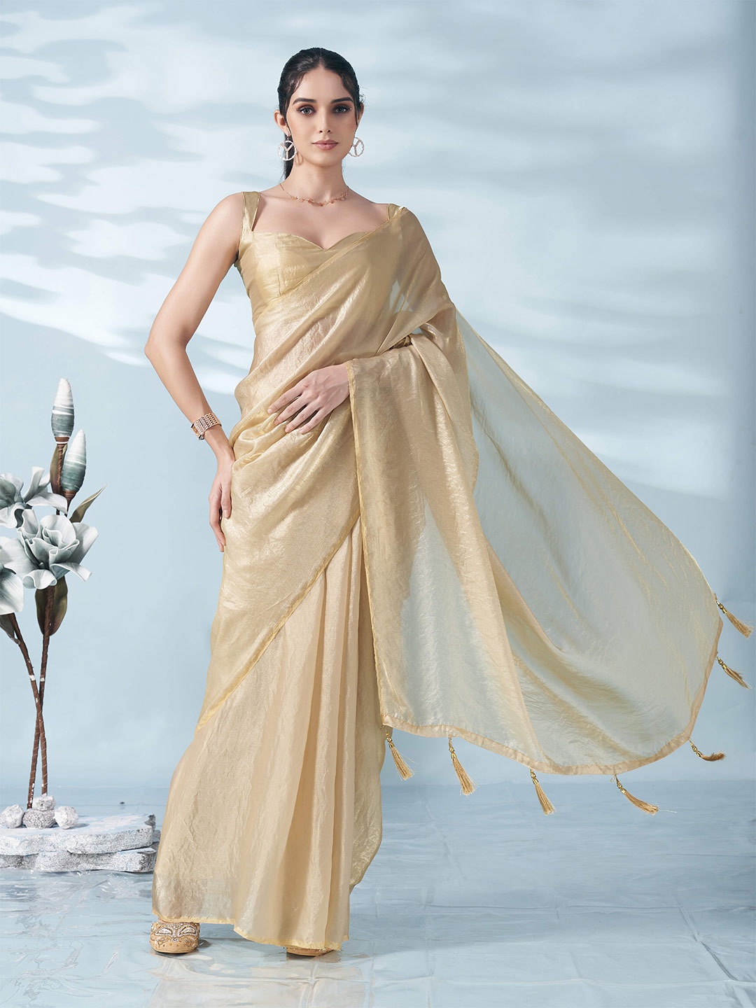 

Tikhi Imli Satin Saree, Beige