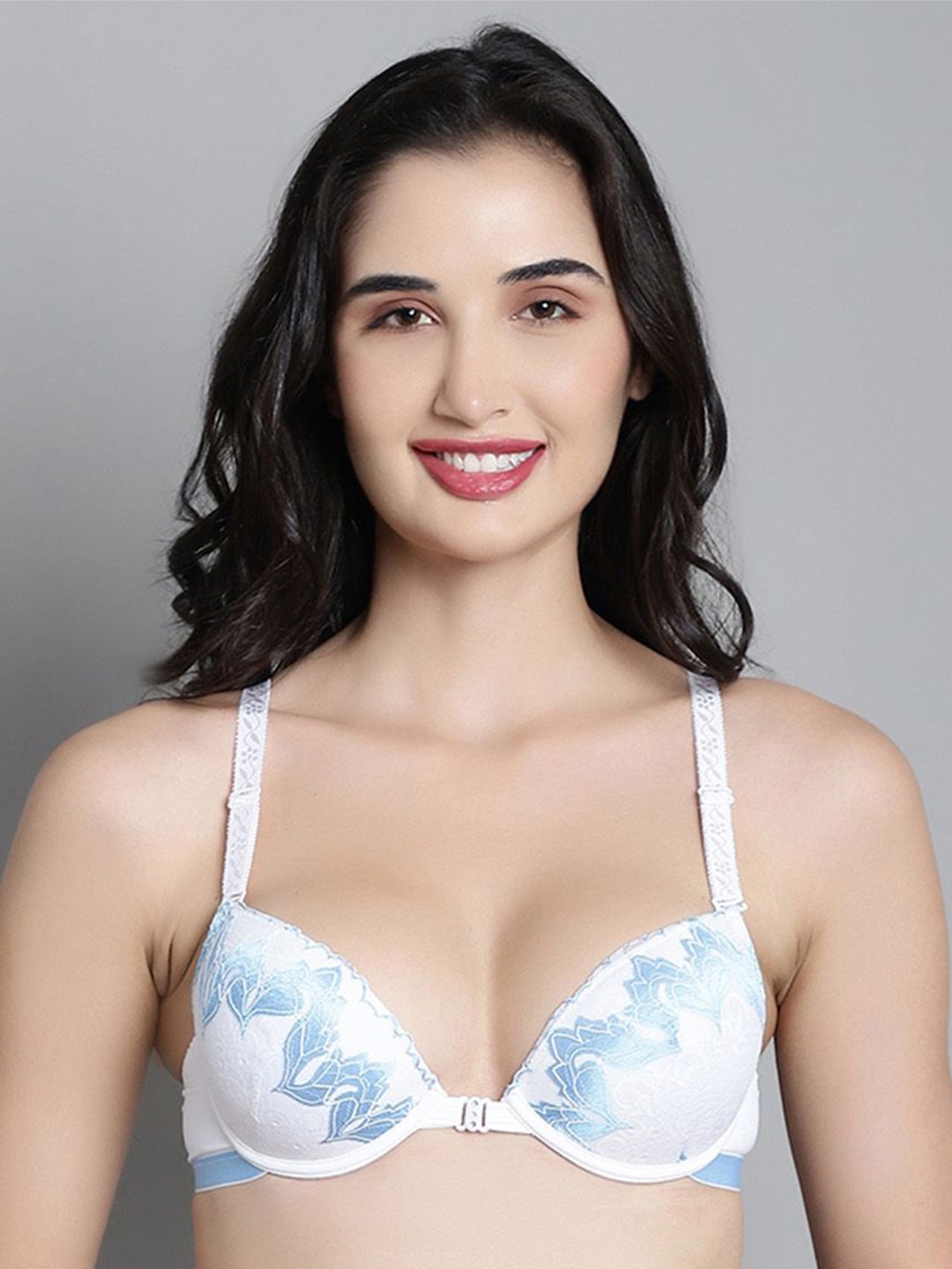 

MAKCLAN Abstract Bra Medium Coverage Underwired Lightly Padded, Blue