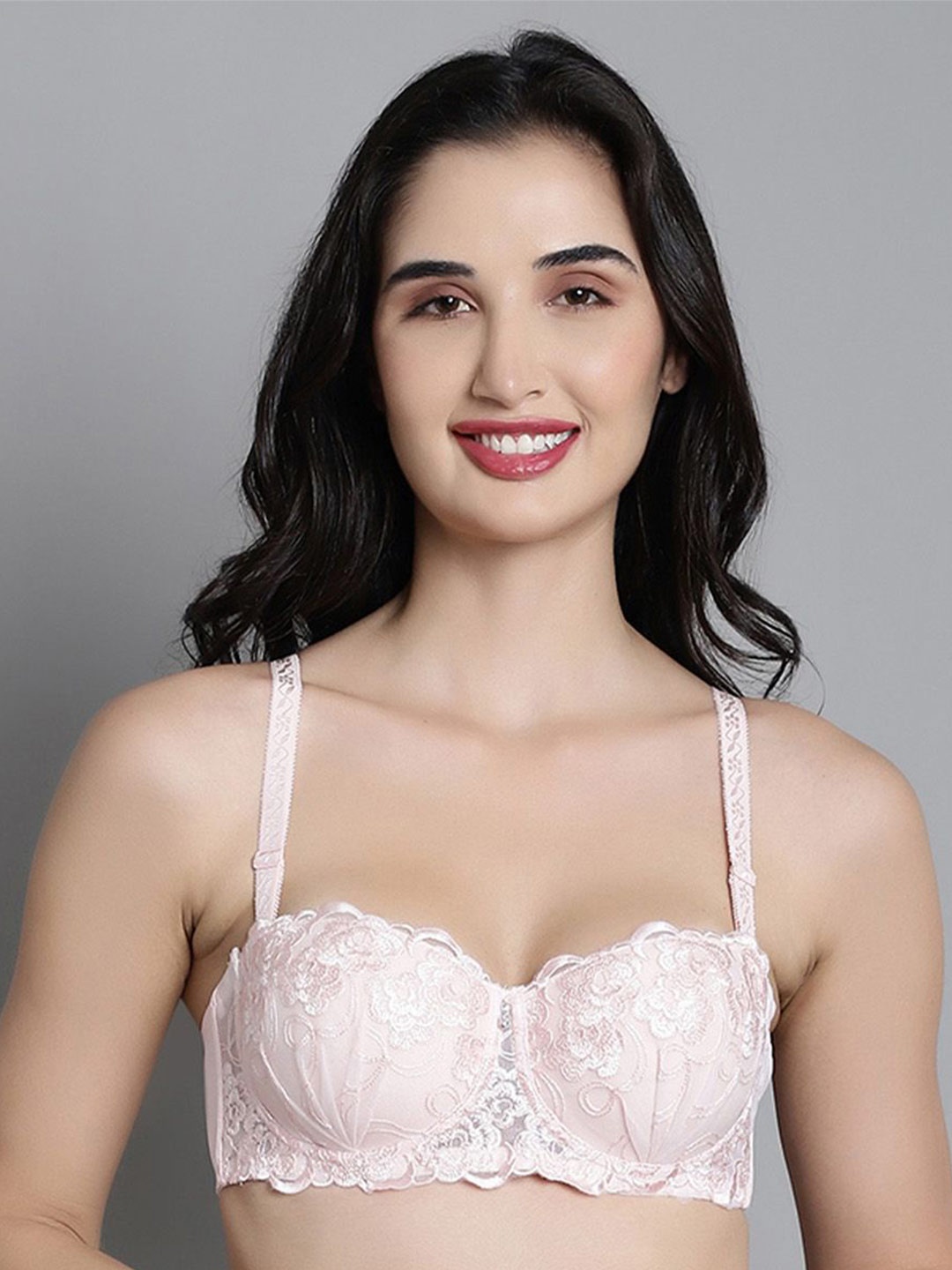 

MAKCLAN Bra Medium Coverage Underwired Lightly Padded, Pink