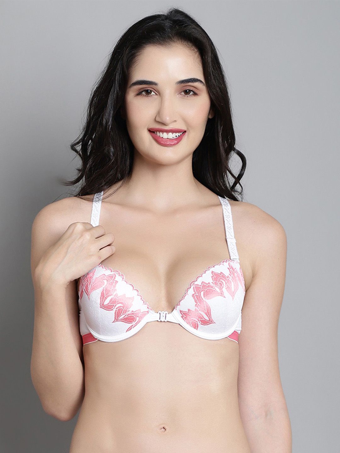 

MAKCLAN Bra Medium Coverage Underwired Lightly Padded, Pink