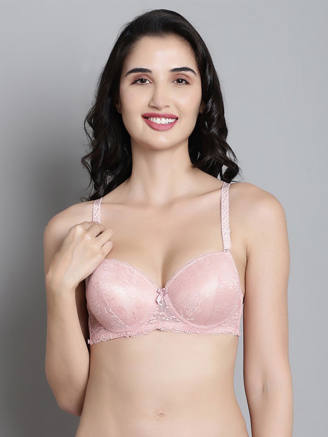 

MAKCLAN Bra Medium Coverage Underwired Lightly Padded, Pink