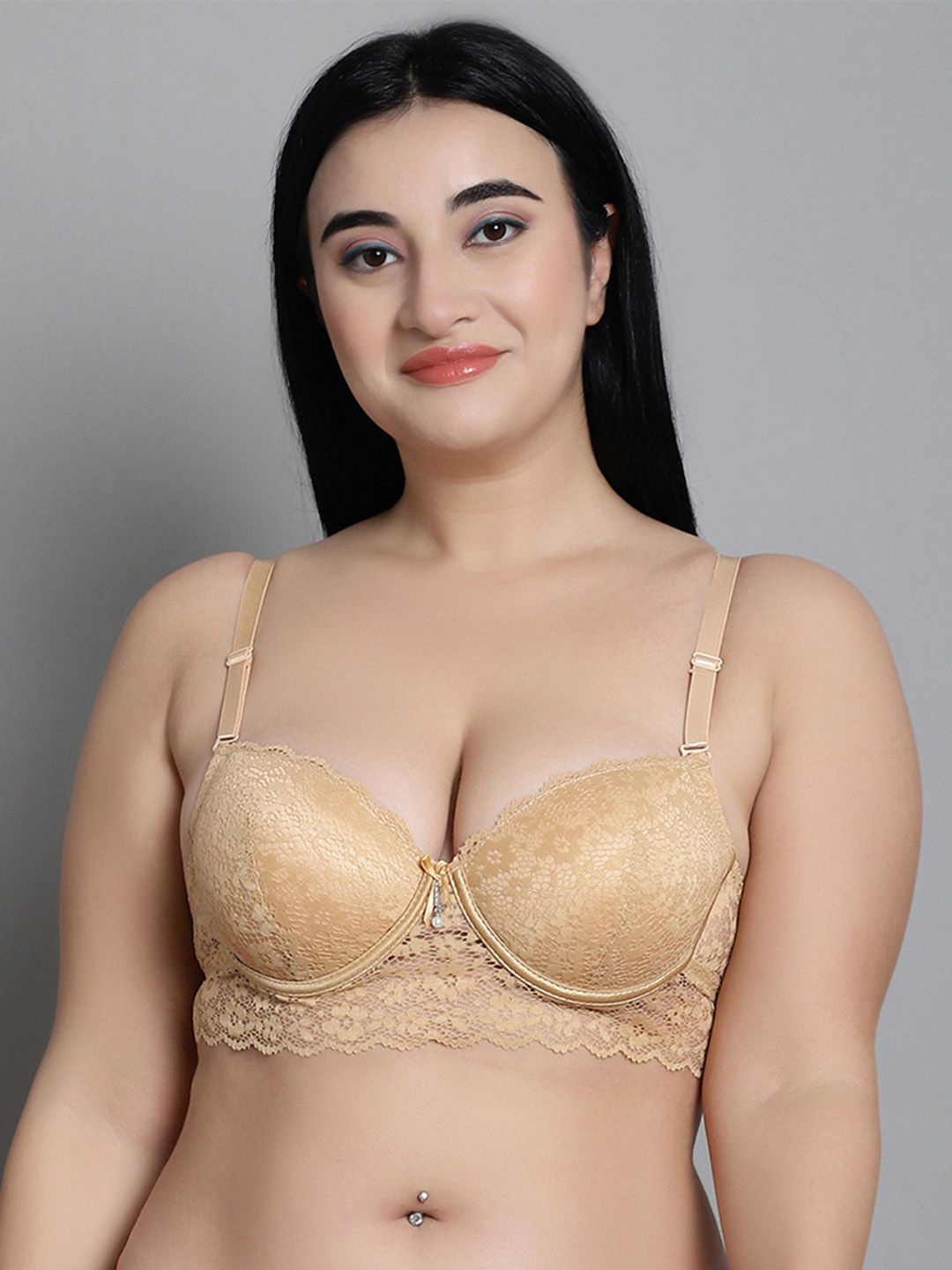 

MAKCLAN Bra Medium Coverage Underwired Lightly Padded, Brown