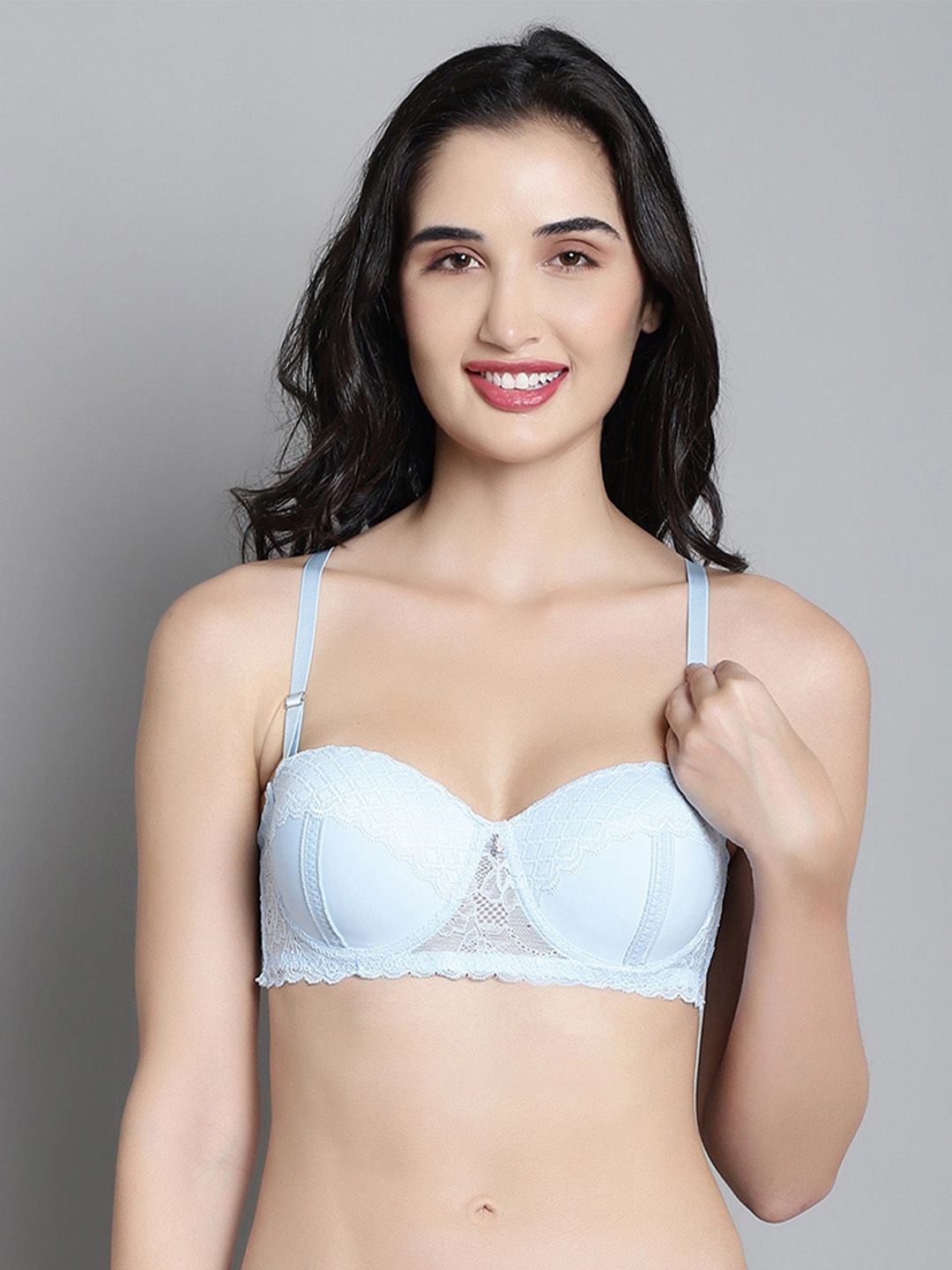 

MAKCLAN Bra Medium Coverage Underwired Lightly Padded, Blue