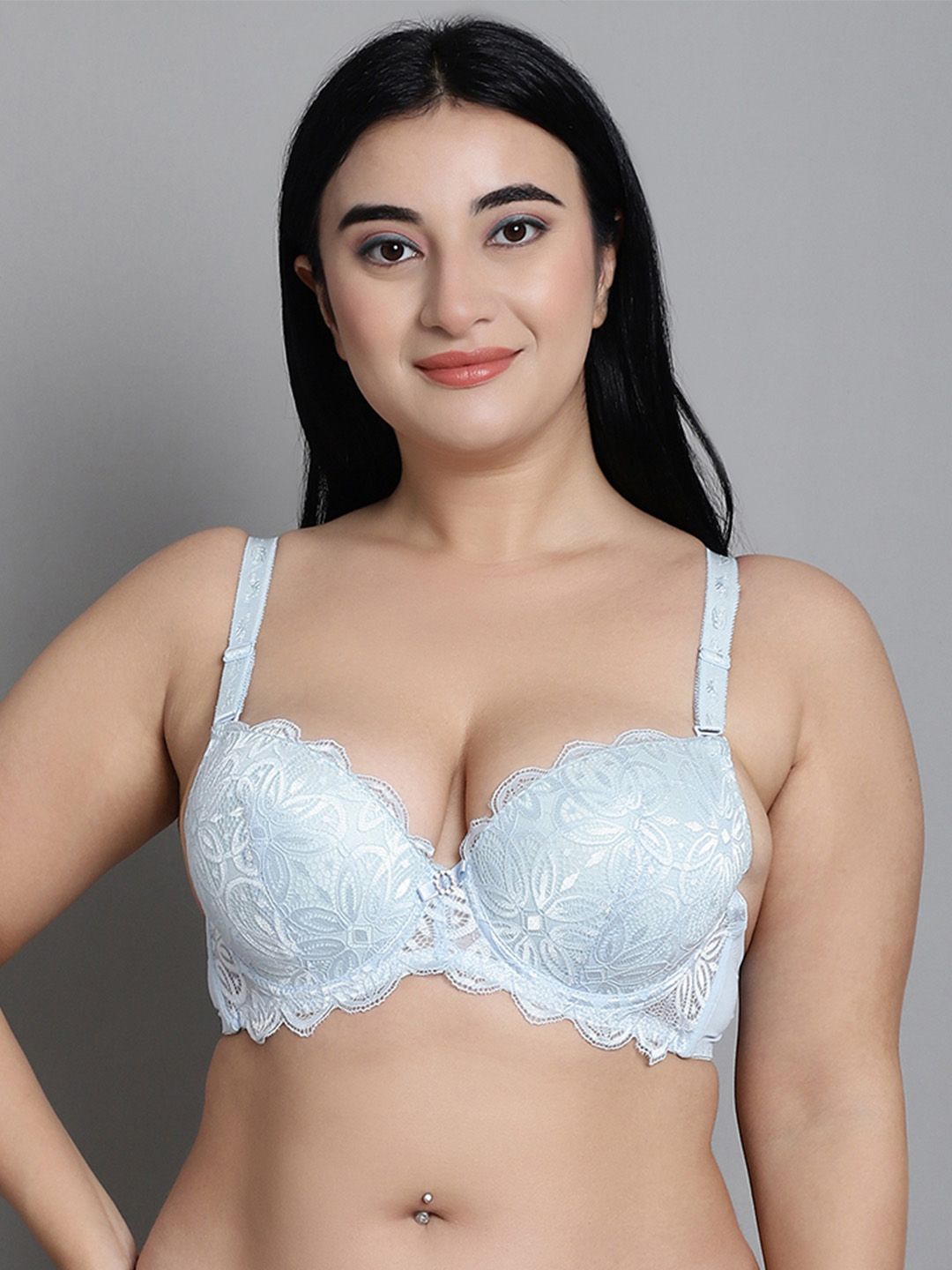 

MAKCLAN Bra Medium Coverage Underwired Lightly Padded, Blue