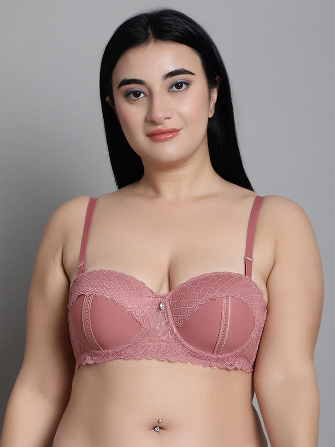 

MAKCLAN Bra Medium Coverage Underwired Lightly Padded, Pink