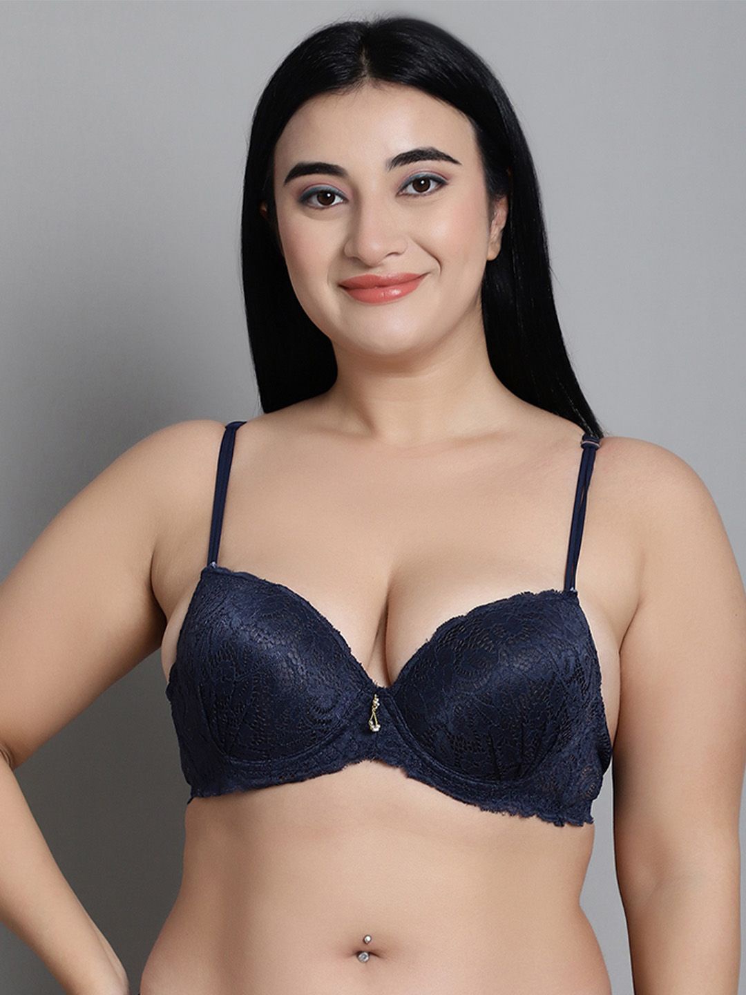 

MAKCLAN Bra Medium Coverage Underwired Lightly Padded, Blue