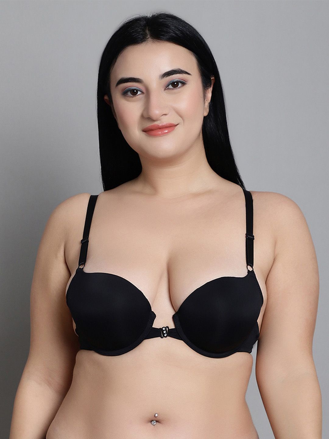 

MAKCLAN Bra Medium Coverage Underwired Lightly Padded, Black