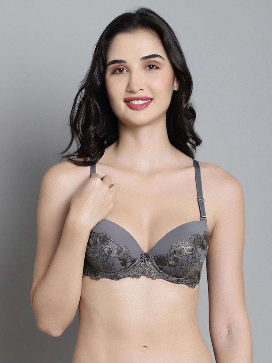 

MAKCLAN Bra Medium Coverage Underwired Lightly Padded, Brown