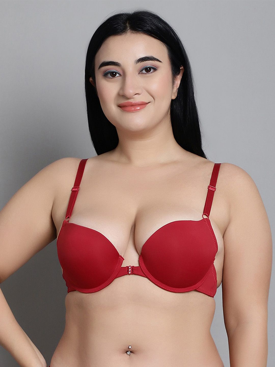

MAKCLAN Bra Medium Coverage Underwired Lightly Padded, Red