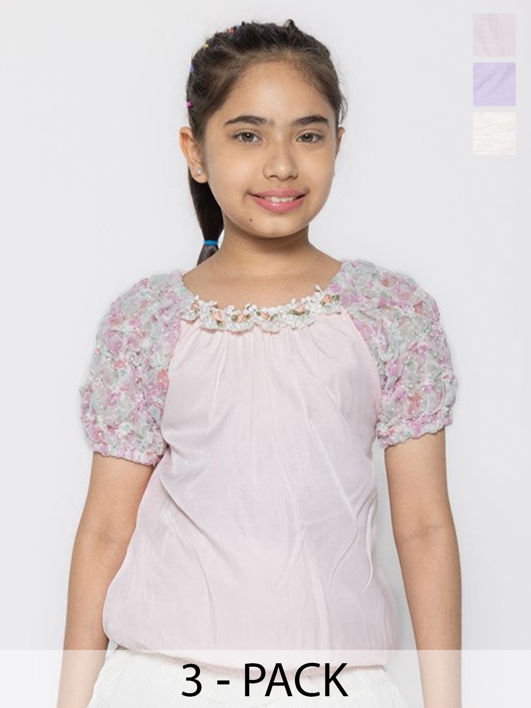 

PAMPOLINA Striped Flutter Sleeve Cotton Top, Multi
