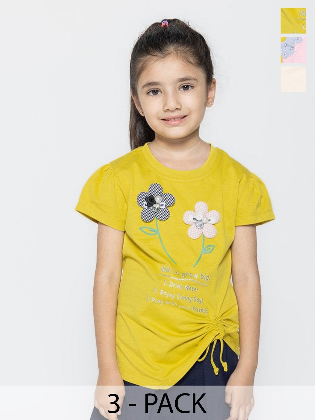 

PAMPOLINA Floral Print Flutter Sleeve Cotton Top, Multi