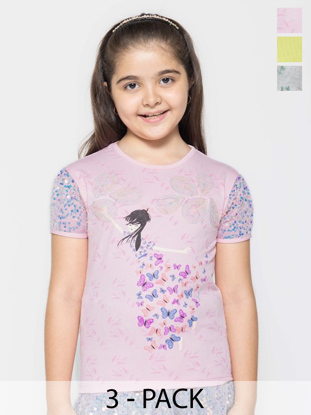 

PAMPOLINA Floral Print Flutter Sleeve Cotton Top, Multi