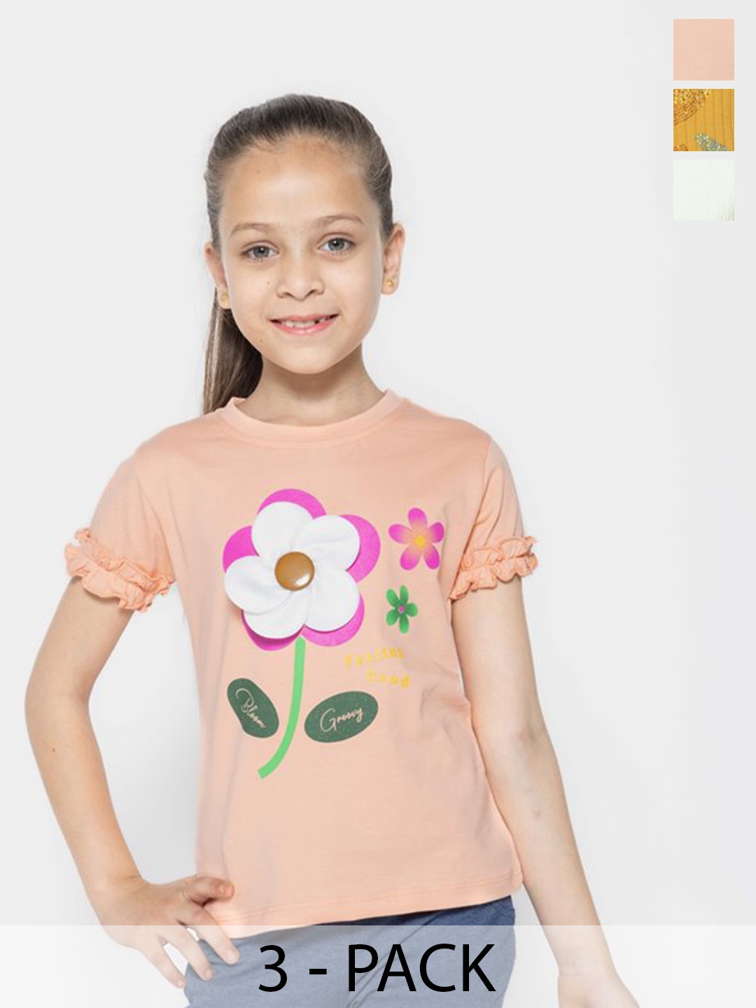 

PAMPOLINA Print Flared Sleeve Cotton Top, Multi