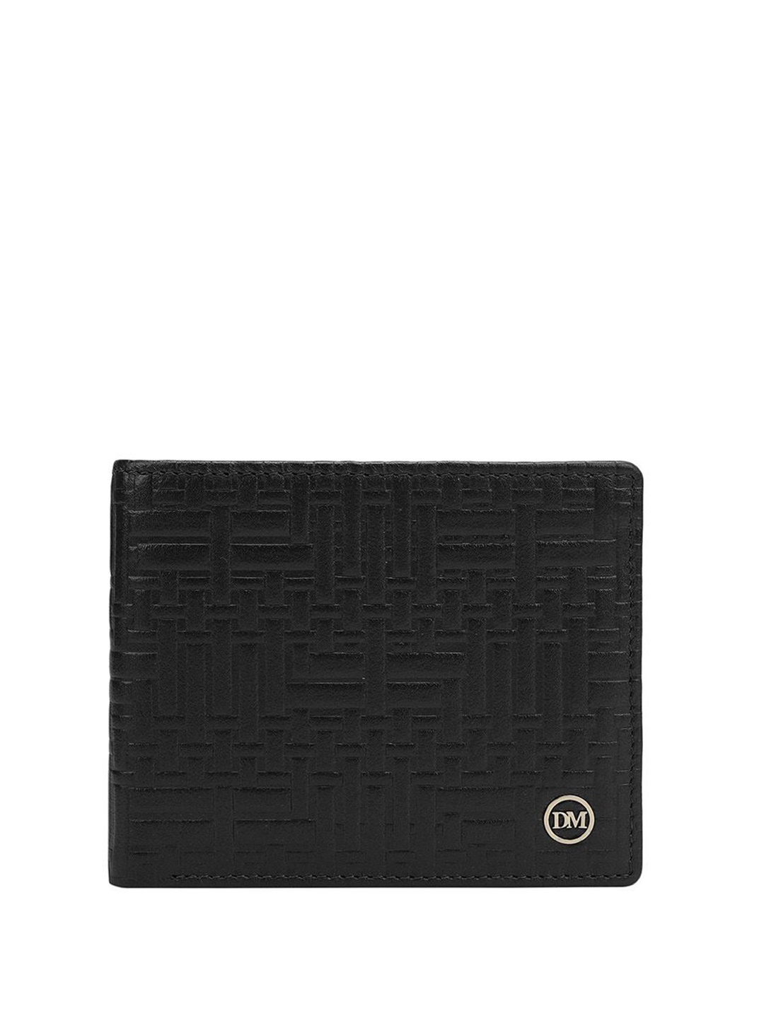 

Da Milano Men Textured Leather Two Fold Wallet, Black