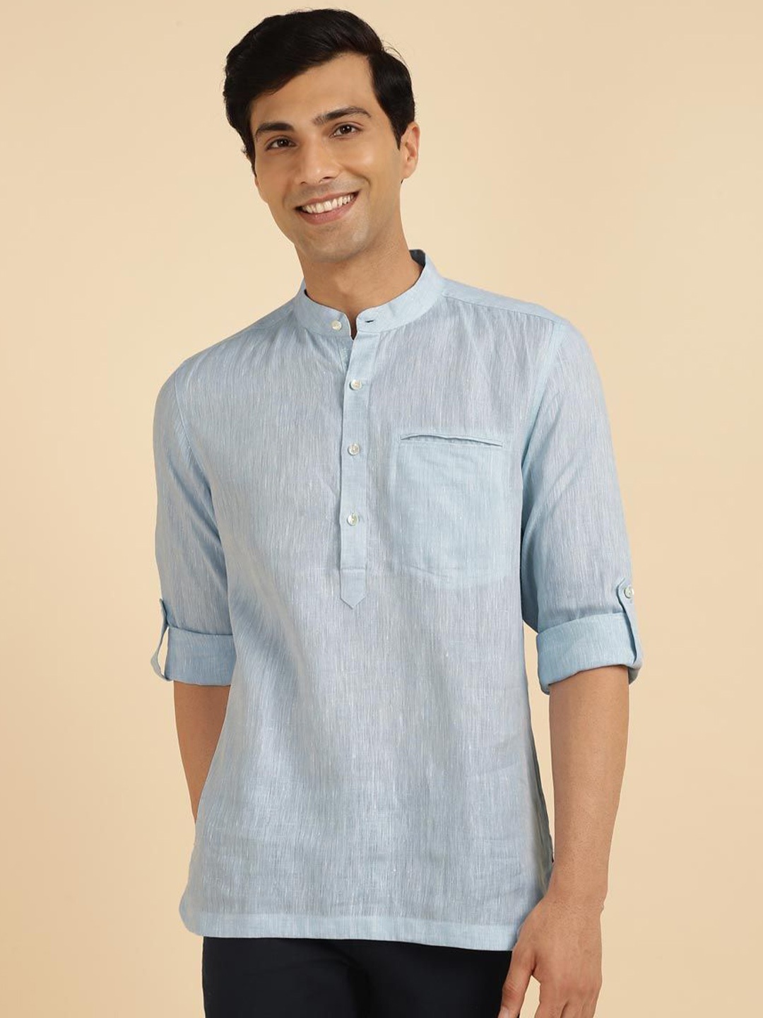 

Fabindia Men Slim Fit Opaque Striped Casual Shirt, Blue