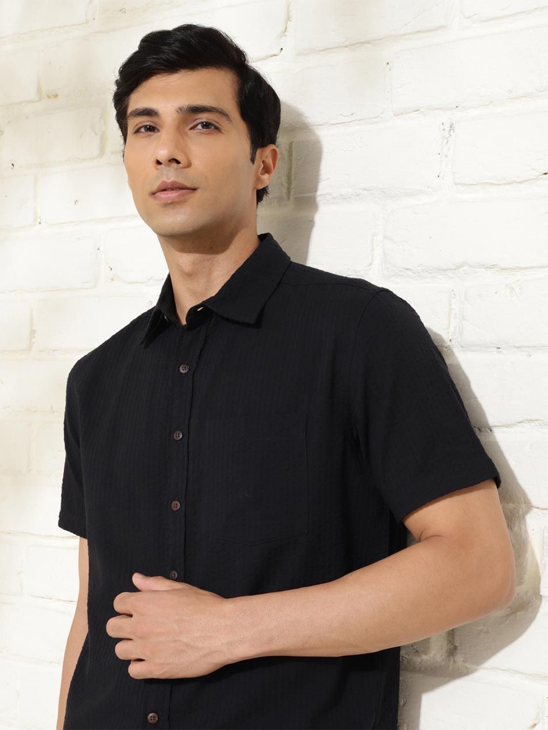 

Fabindia Men Opaque Casual Shirt, Black