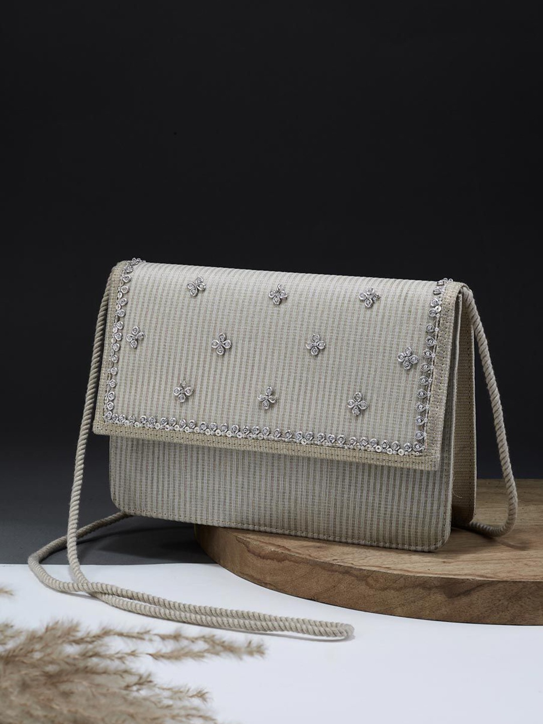 

Fabindia Embellished Purse Clutch, Silver