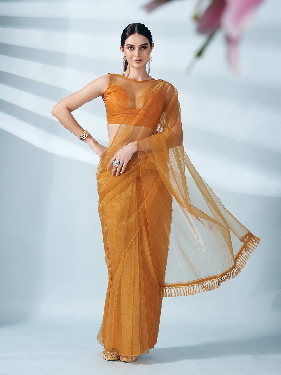 

Tikhi Imli Net Ready to Wear Saree, Yellow