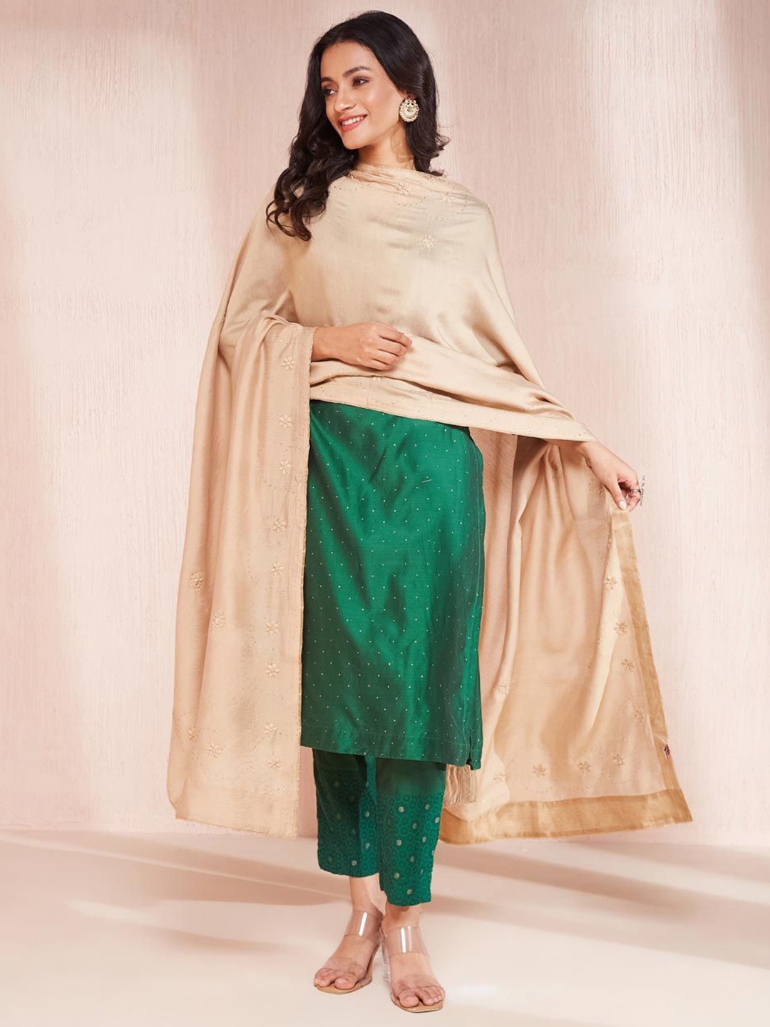

Fabindia Embroidered Viscose Rayon Dupatta, Beige