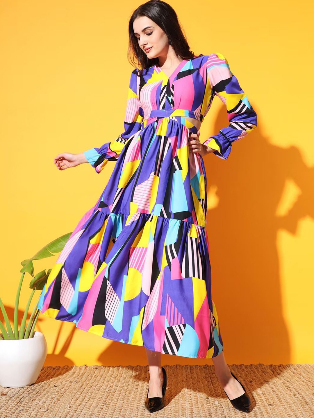 

Femvy Print Applique Maxi Dress, Multi