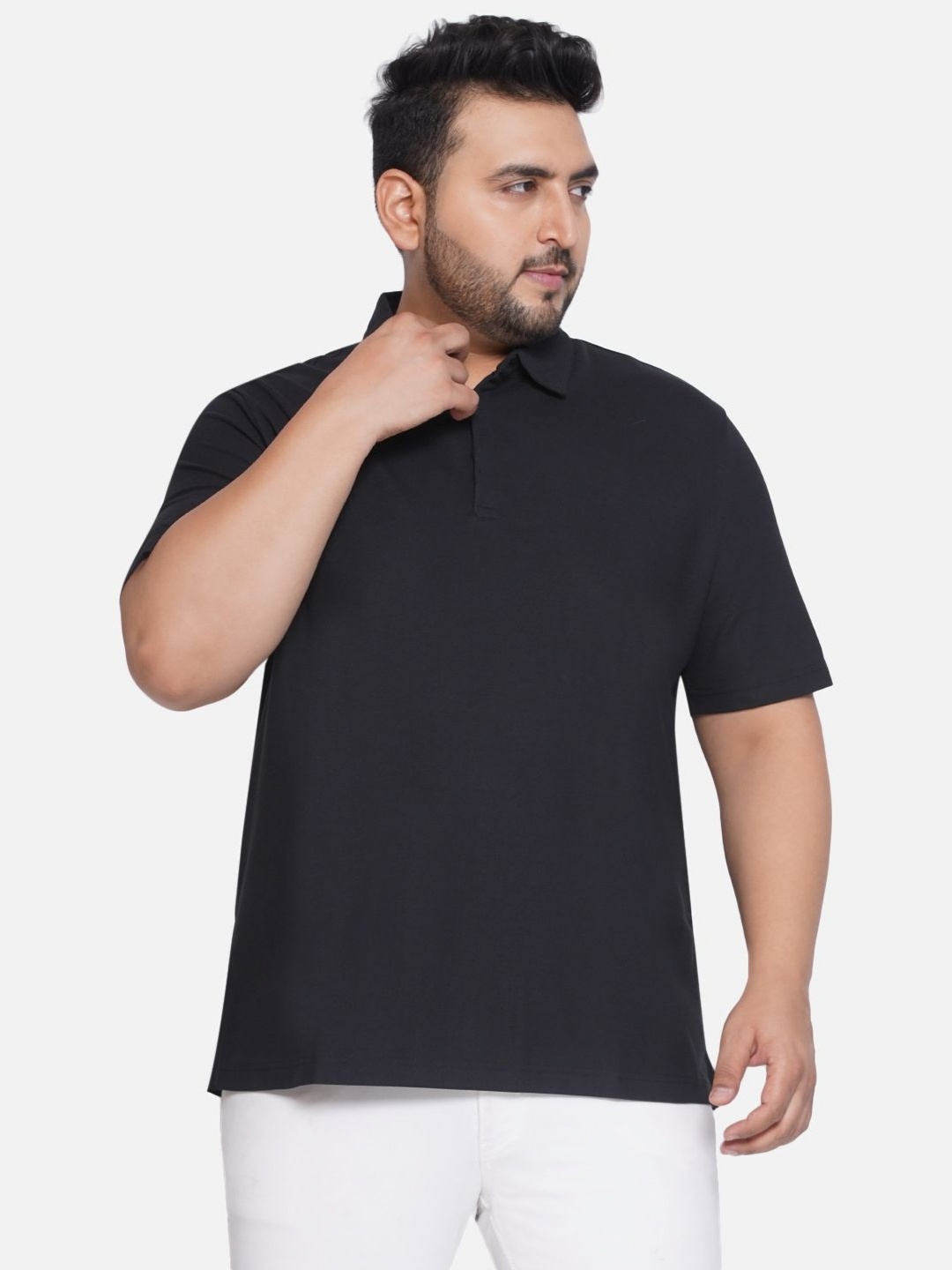

Santonio Men Plus Size Graphic Printed Round Neck Cotton T-Shirt, Black
