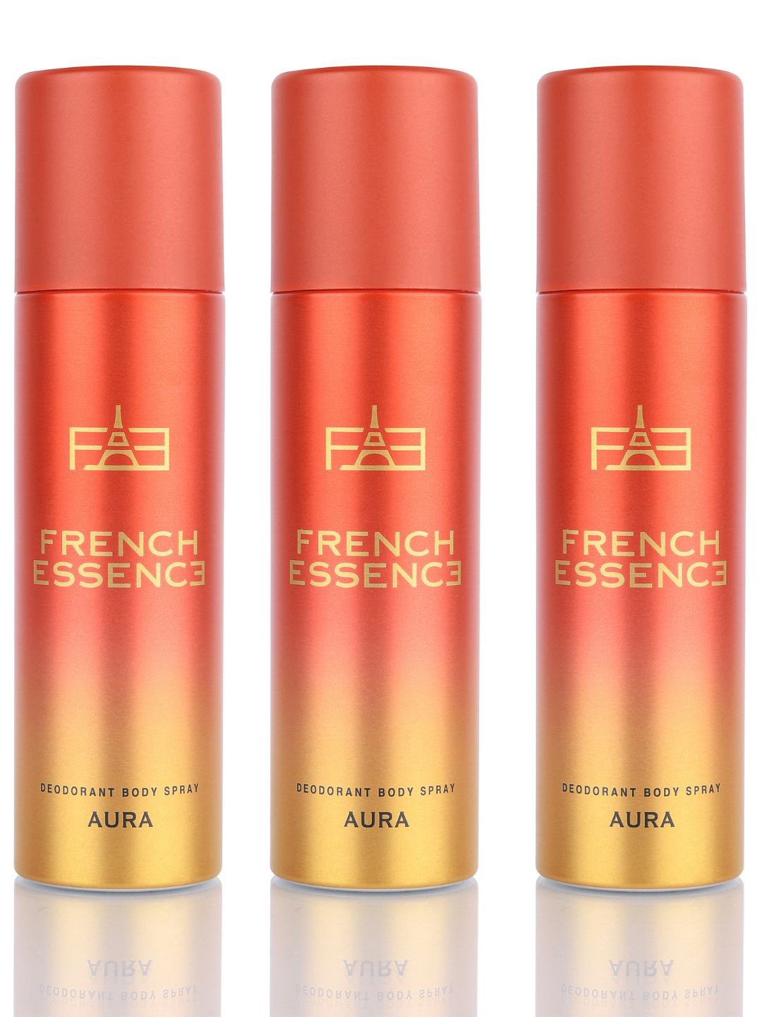 

FRENCH ESSENCE Aura Set of 3 Women Deodorants Body Spray -150ml each, Orange