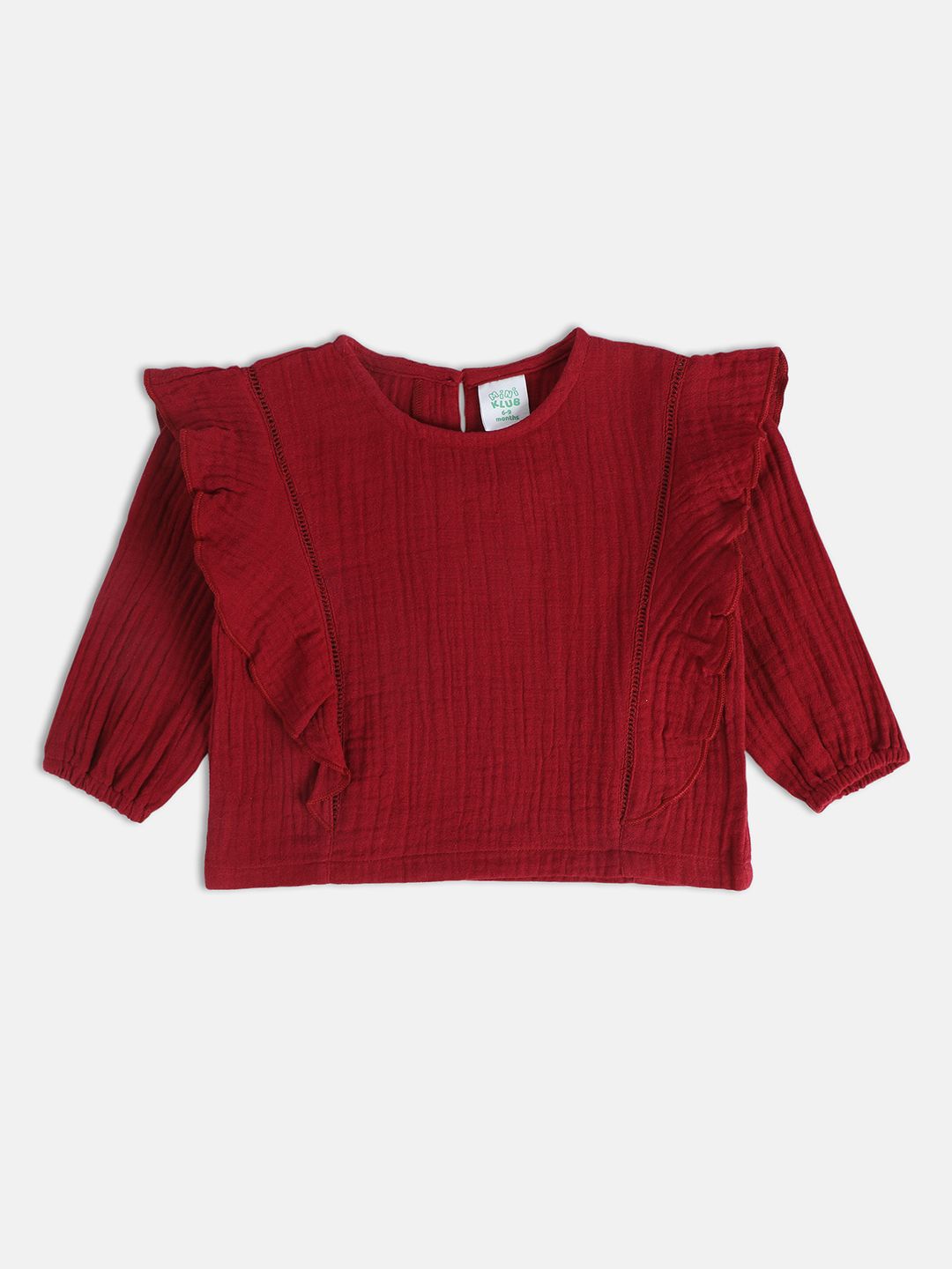 

MINI KLUB Puff Sleeve Cotton Top, Maroon