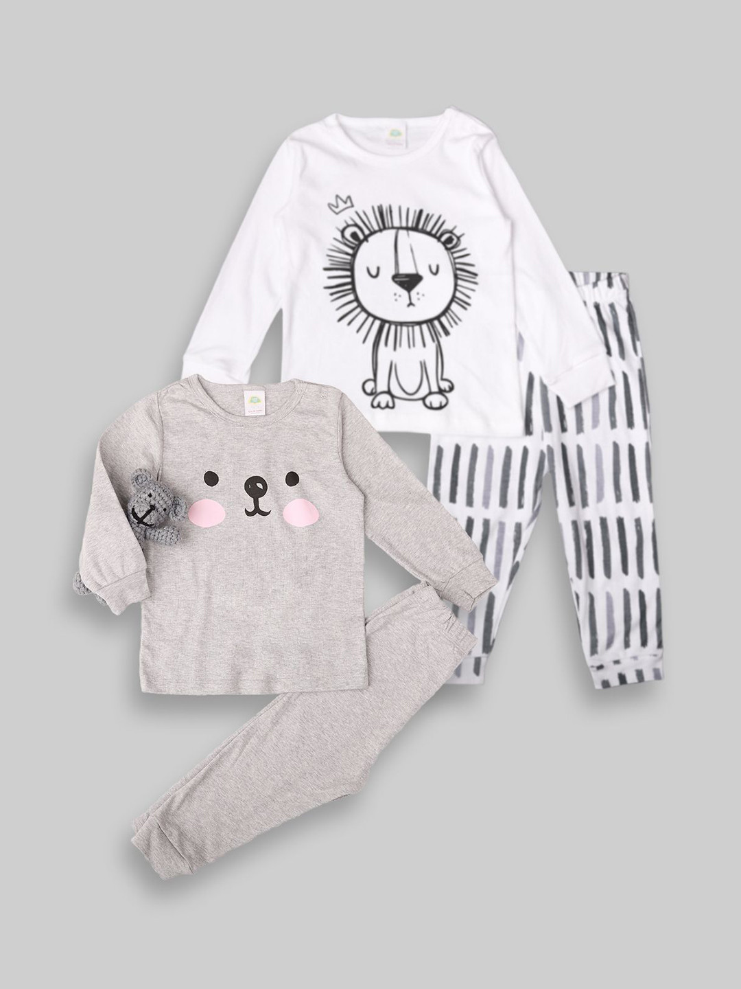 

Fancy Fluff Unisex Kids Printed Night suit, White