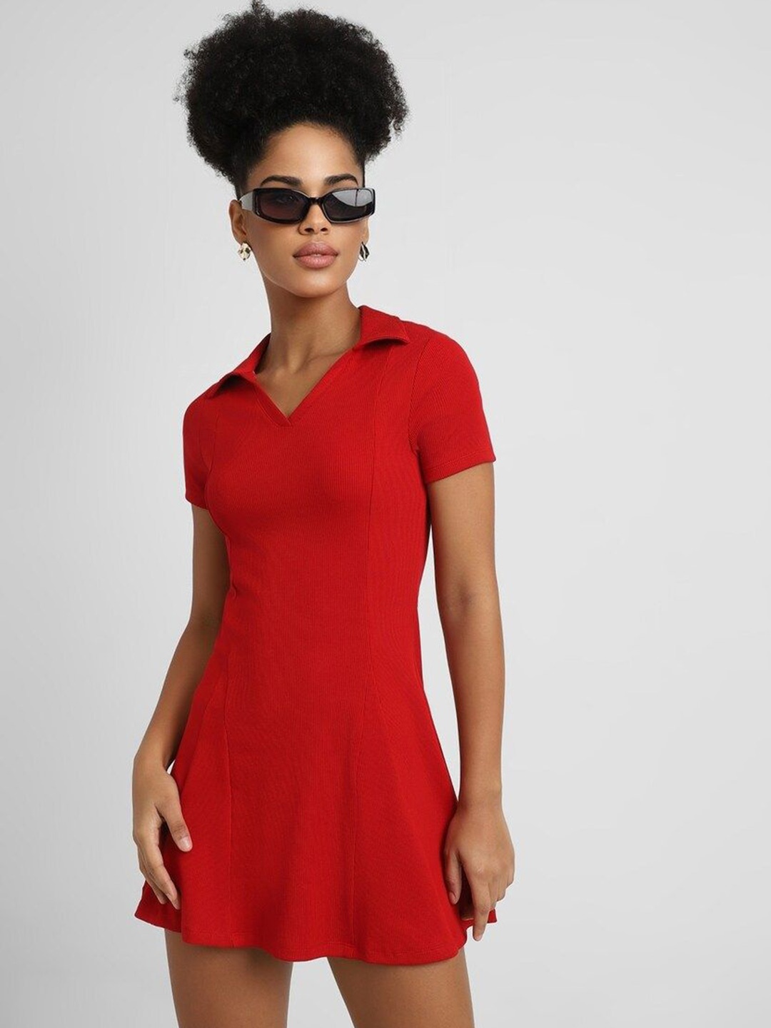 

FOREVER 21 Fit & Flare Mini Dress, Red