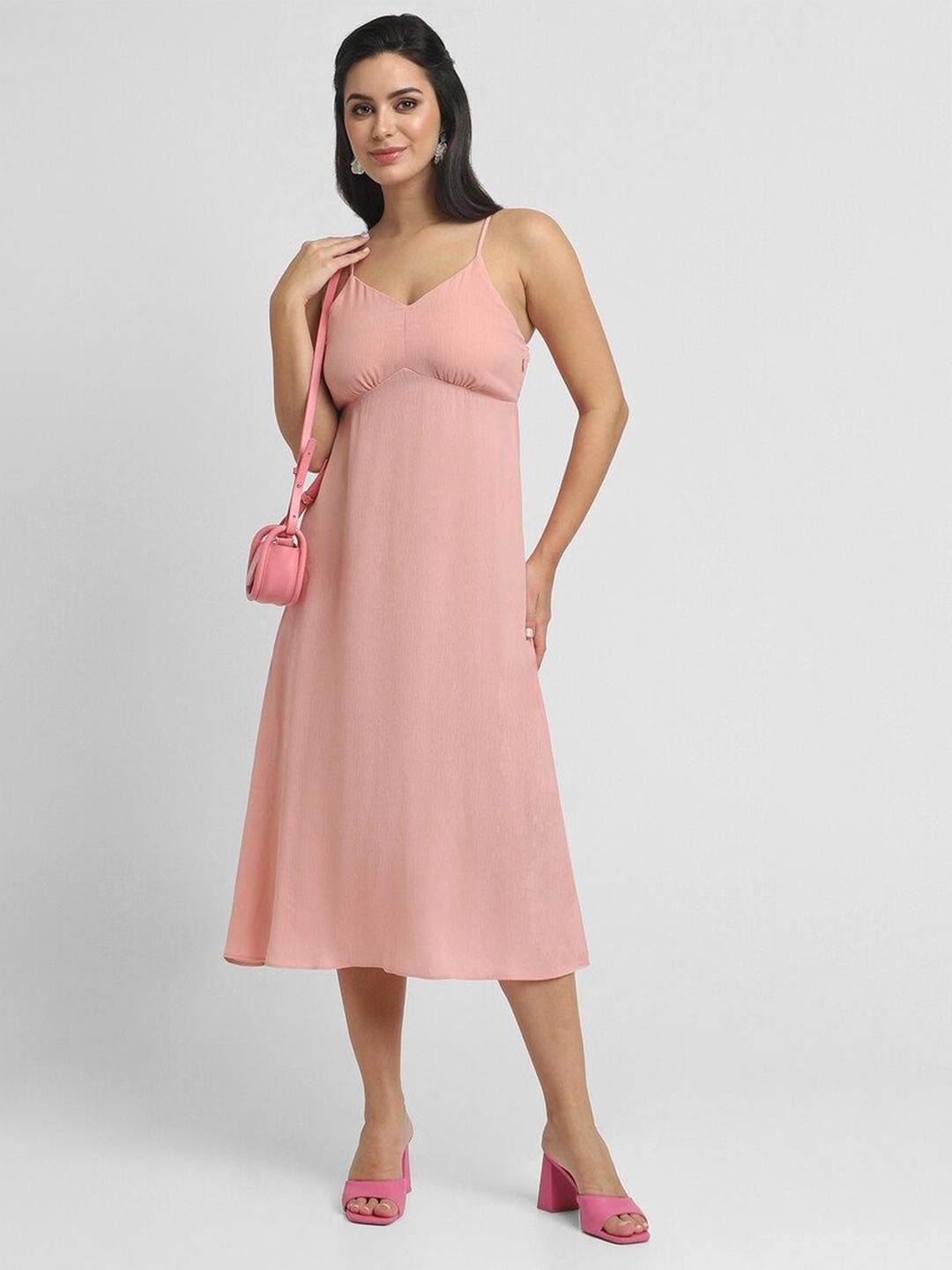 

FOREVER 21 A-Line Midi Dress, Peach