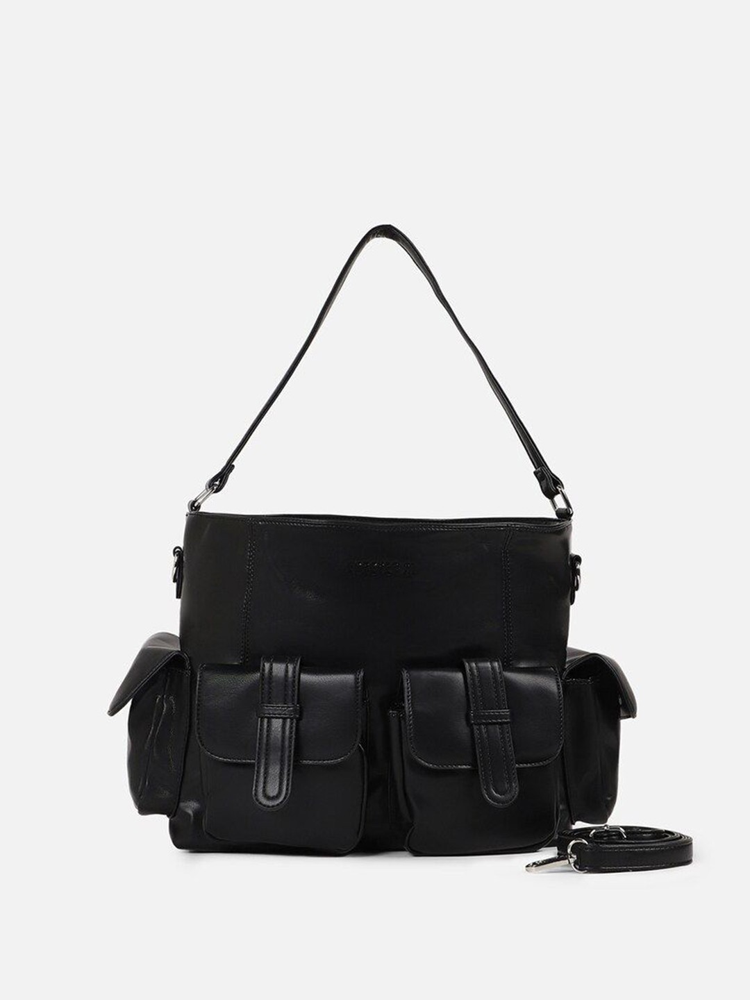 

FOREVER 21 PU Shopper Handheld Bag with Tasselled, Black