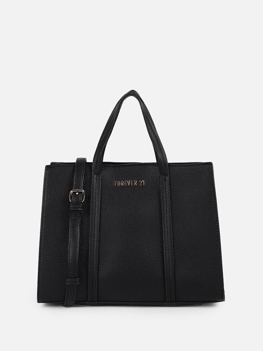 

FOREVER 21 Colourblocked PU Bucket Handheld Bag with Tasselled, Black