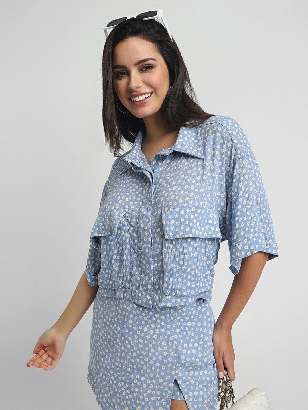 

FOREVER 21 Women Floral Opaque Printed Casual Shirt, Blue