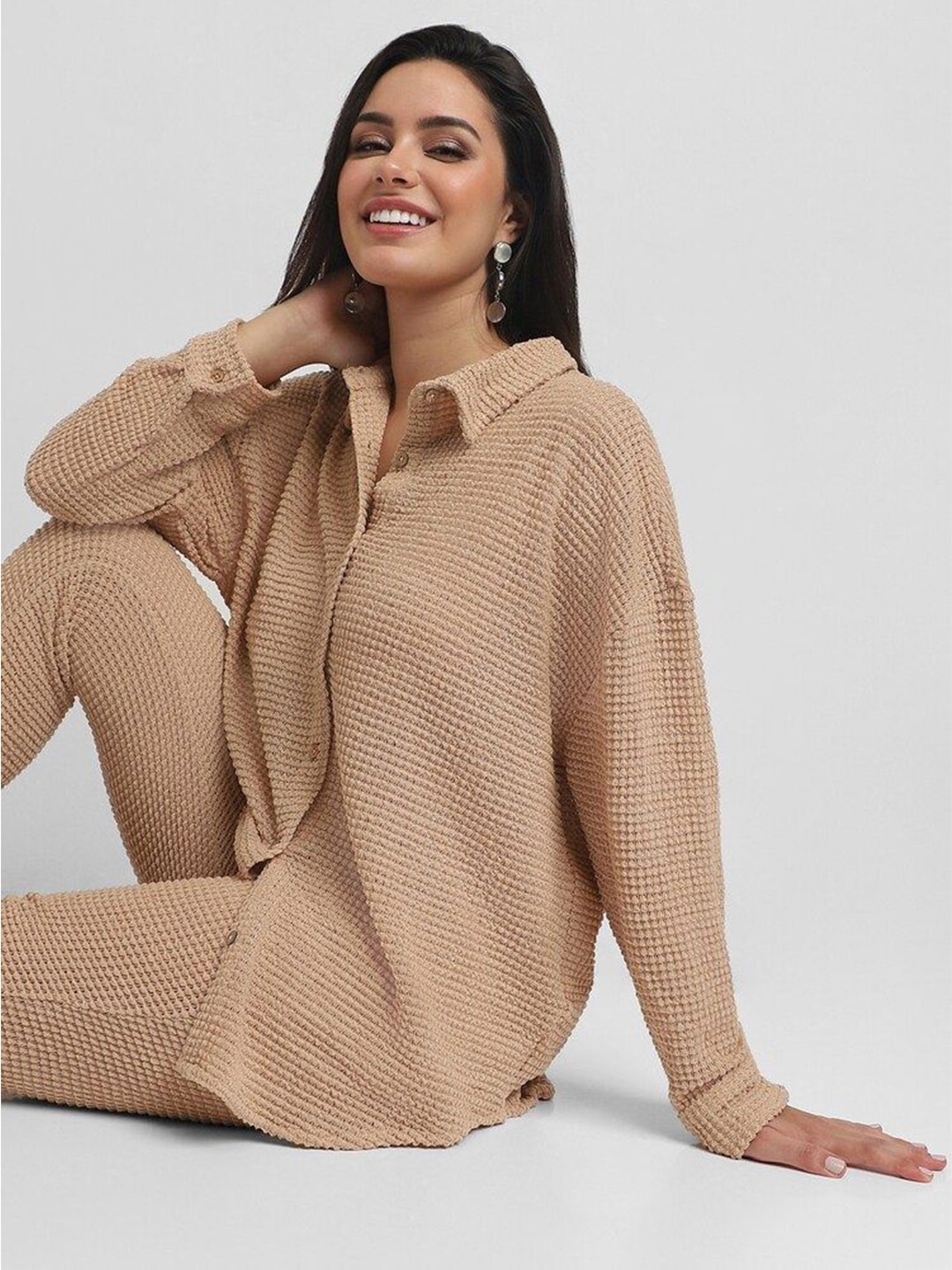 

FOREVER 21 Women Opaque Casual Shirt, Beige