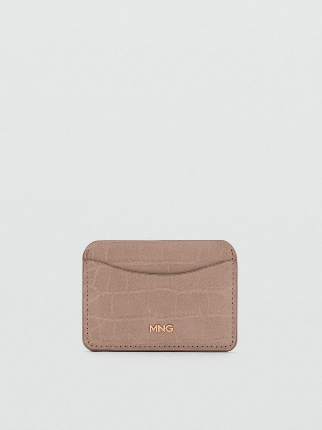 

MANGO Women Croc-Textured Zip Around Wallet, Beige