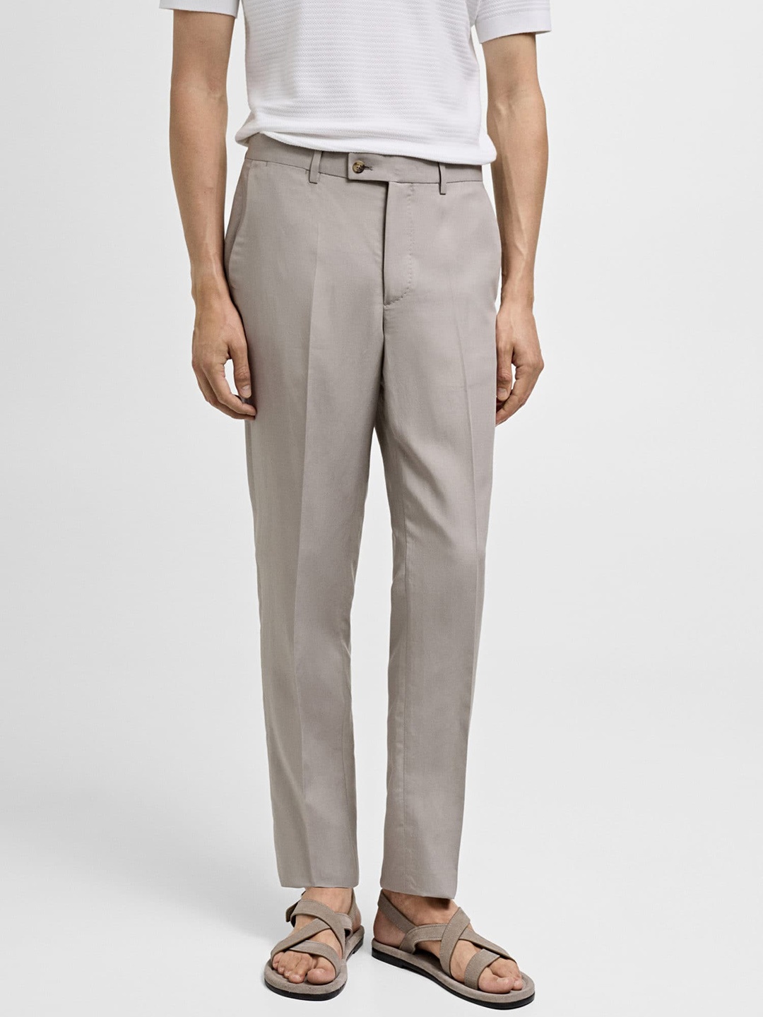 

MANGO MAN Slim Fit Formal Trousers, Grey