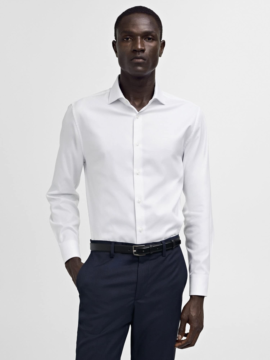 

MANGO MAN Cotton Opaque Semiformal Shirt, White