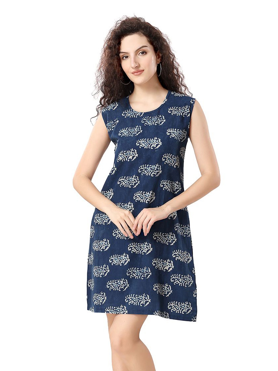 

NIGHT FLOSS Print Fit & Flare Dress, Blue