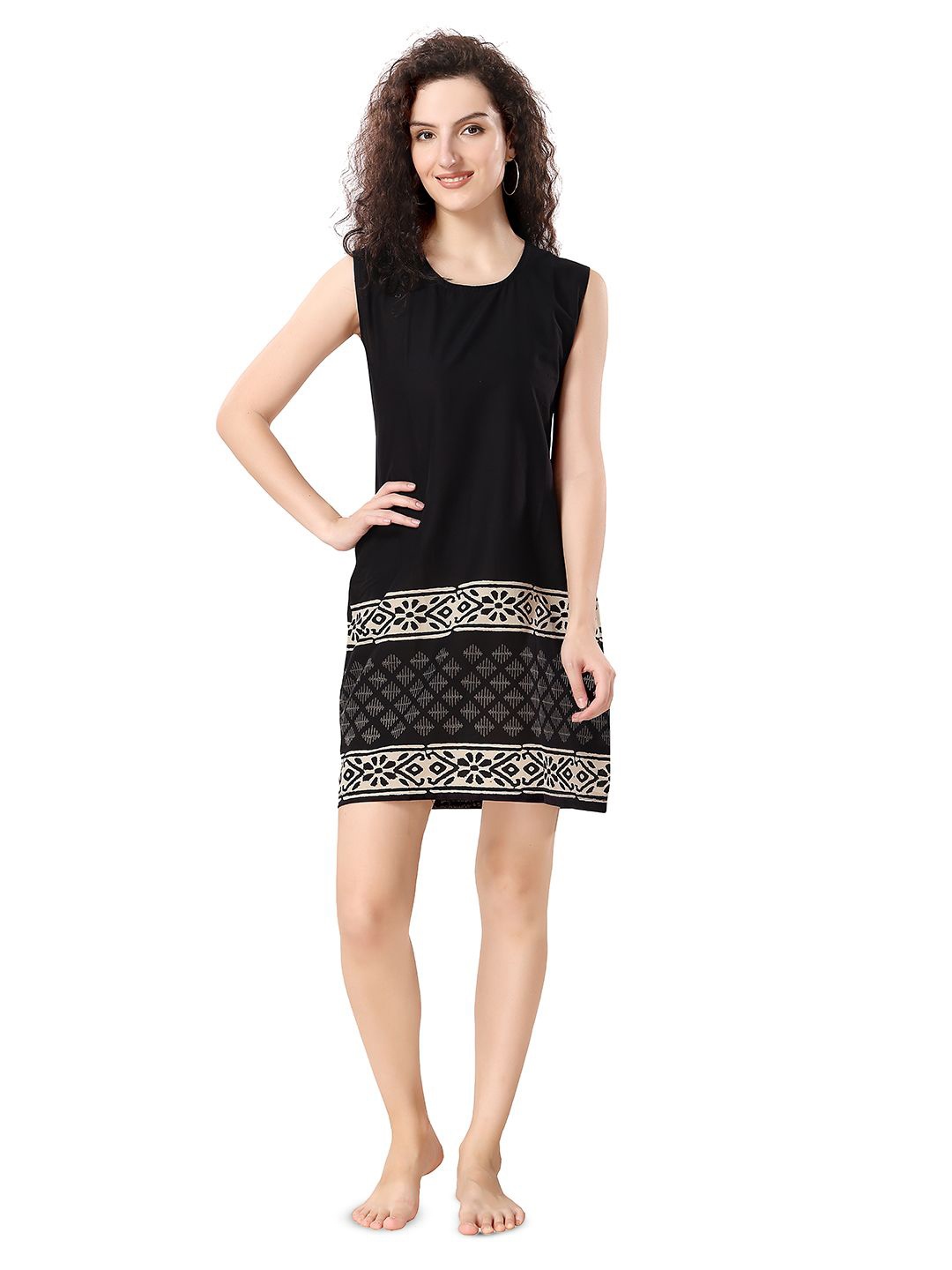 

NIGHT FLOSS Print T-shirt Dress, Black