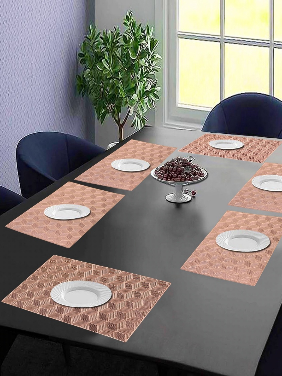 

LooMantha 6 Pcs Geometric Table Placemats, Copper