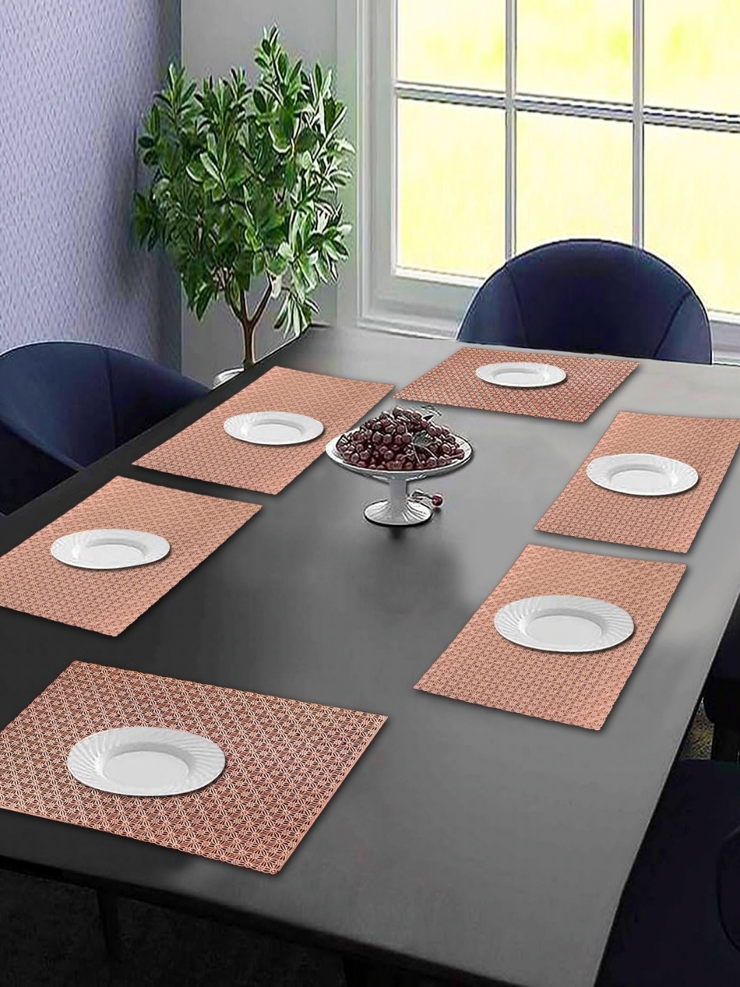 

LooMantha Set Of 6 Geometric Table Placemats, Copper