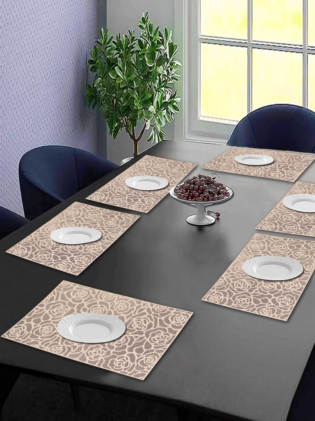 

LooMantha 6Pcs Geometric Table Placemats, Gold