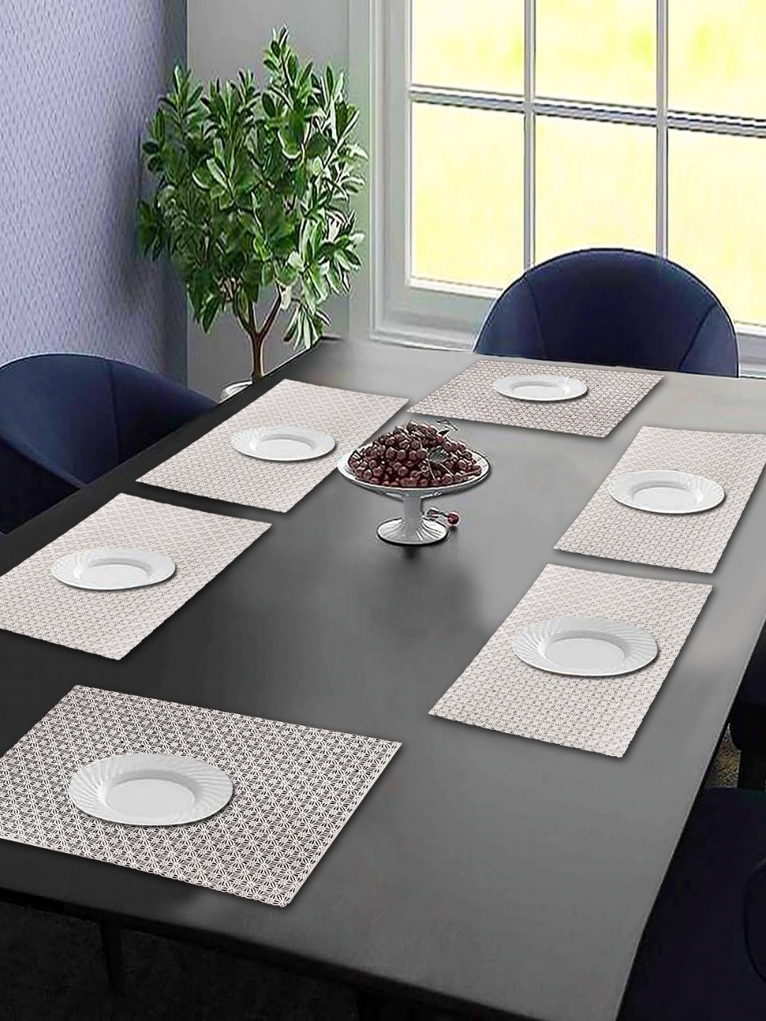 

LooMantha 6-Pcs White Printed Table Placemats