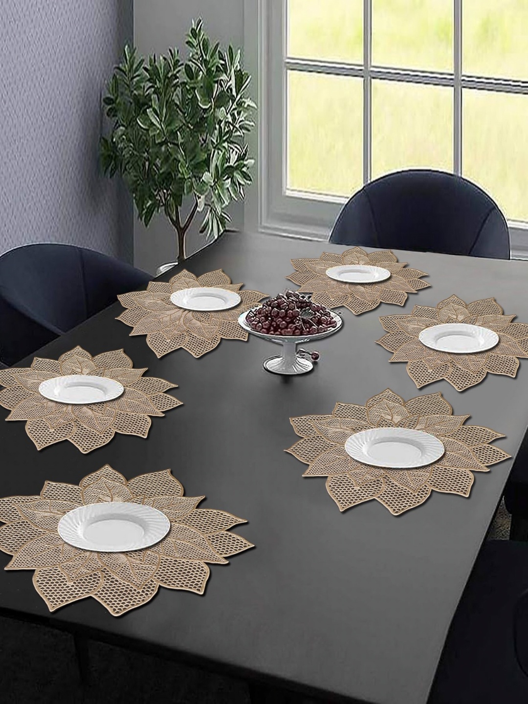 

LooMantha Set Of 6 Geometric Table Placemats, Gold