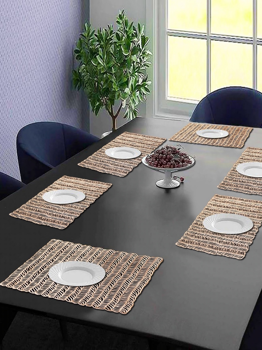 

LooMantha 6-Pcs Brown Printed Table Placemats