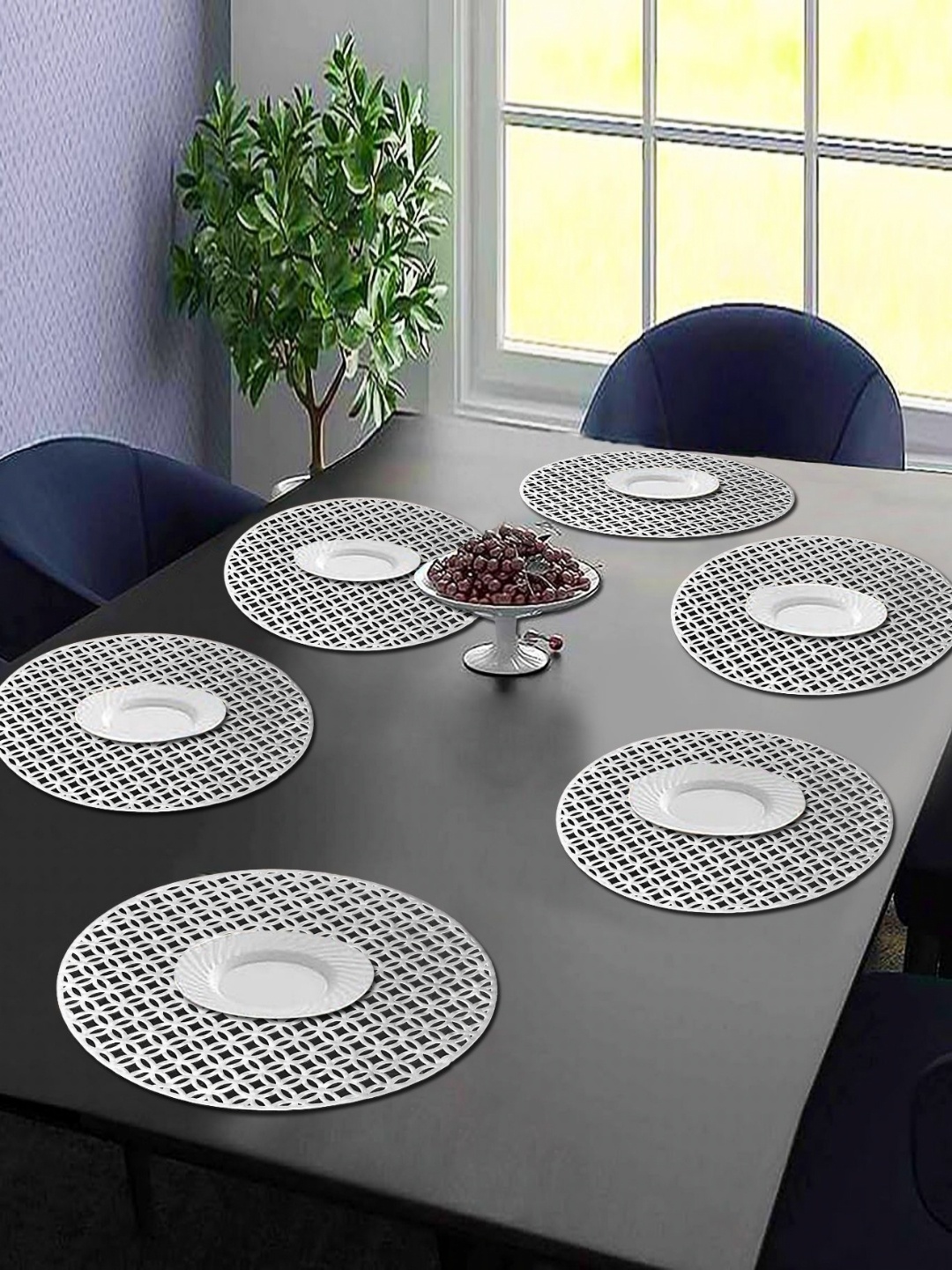 

LooMantha 6Pcs Geometric Table Placemats, Silver